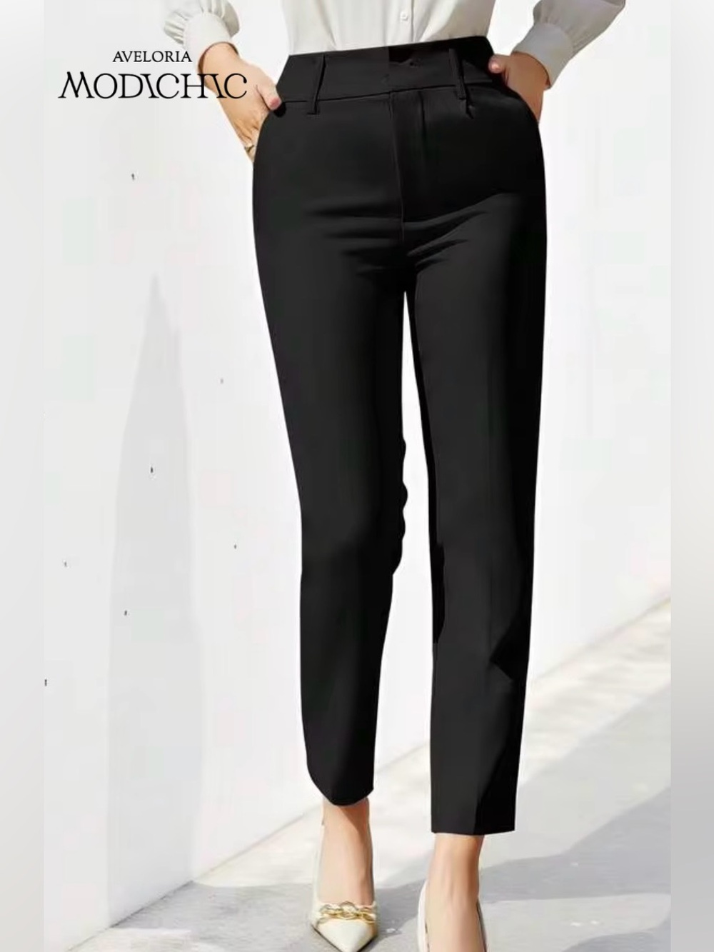 Aveloria Modchic Black Tailored Slim Ankle Pants